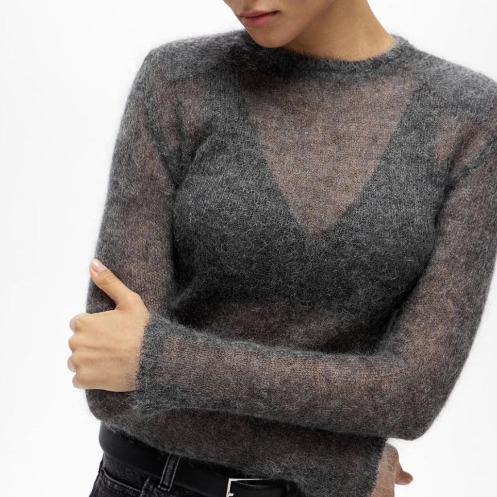 Short Autumn and Winter Hollow Knitted Sweater for Women Solid Color Casual Long Sleeves