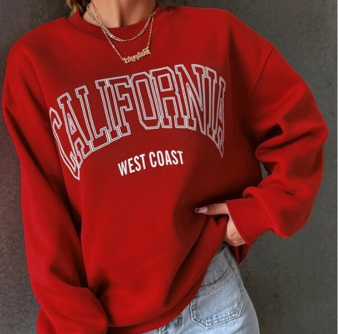 Plus Size Round Neck Print Sweatshirt