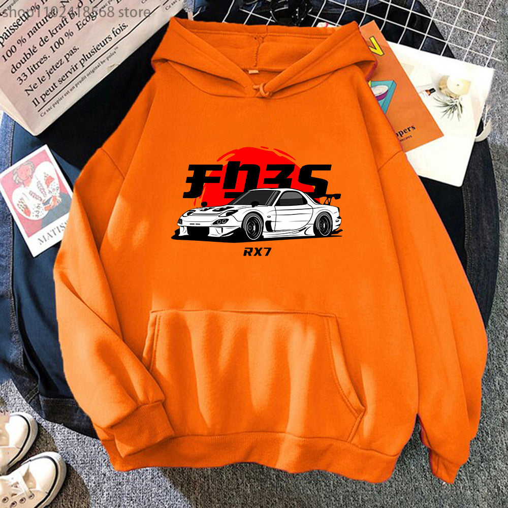 Unisex Graphic Car Print Casual Cotton Hoodie