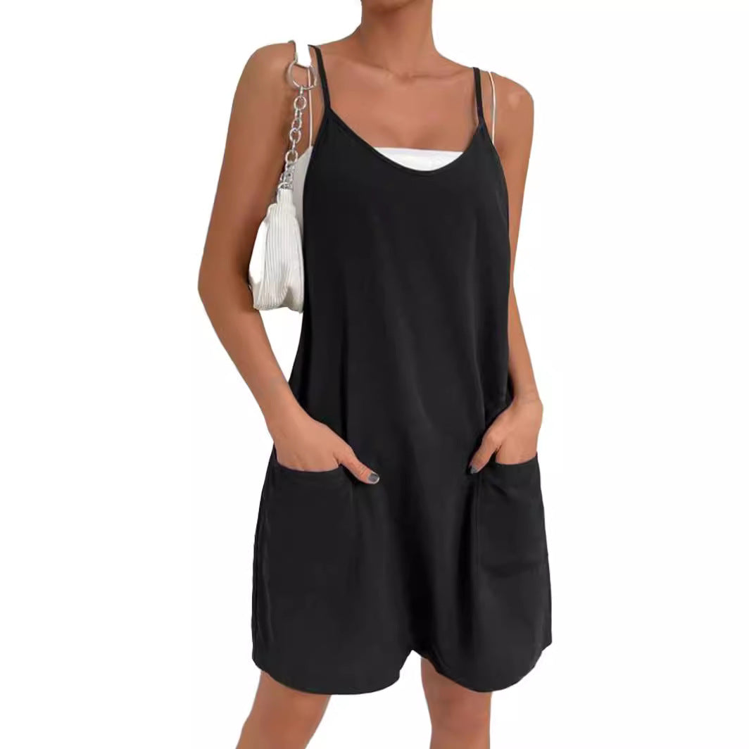 Chic Lace Pocket Sleeveless Wide-Leg Jumpsuit