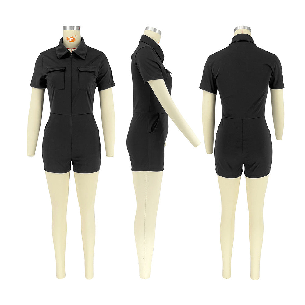 Women's Casual Zipper Workwear Pocket Jumpsuit