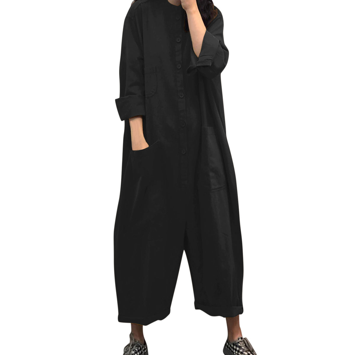 Plus Size Multi-Pocket Utility Jumpsuit for Women