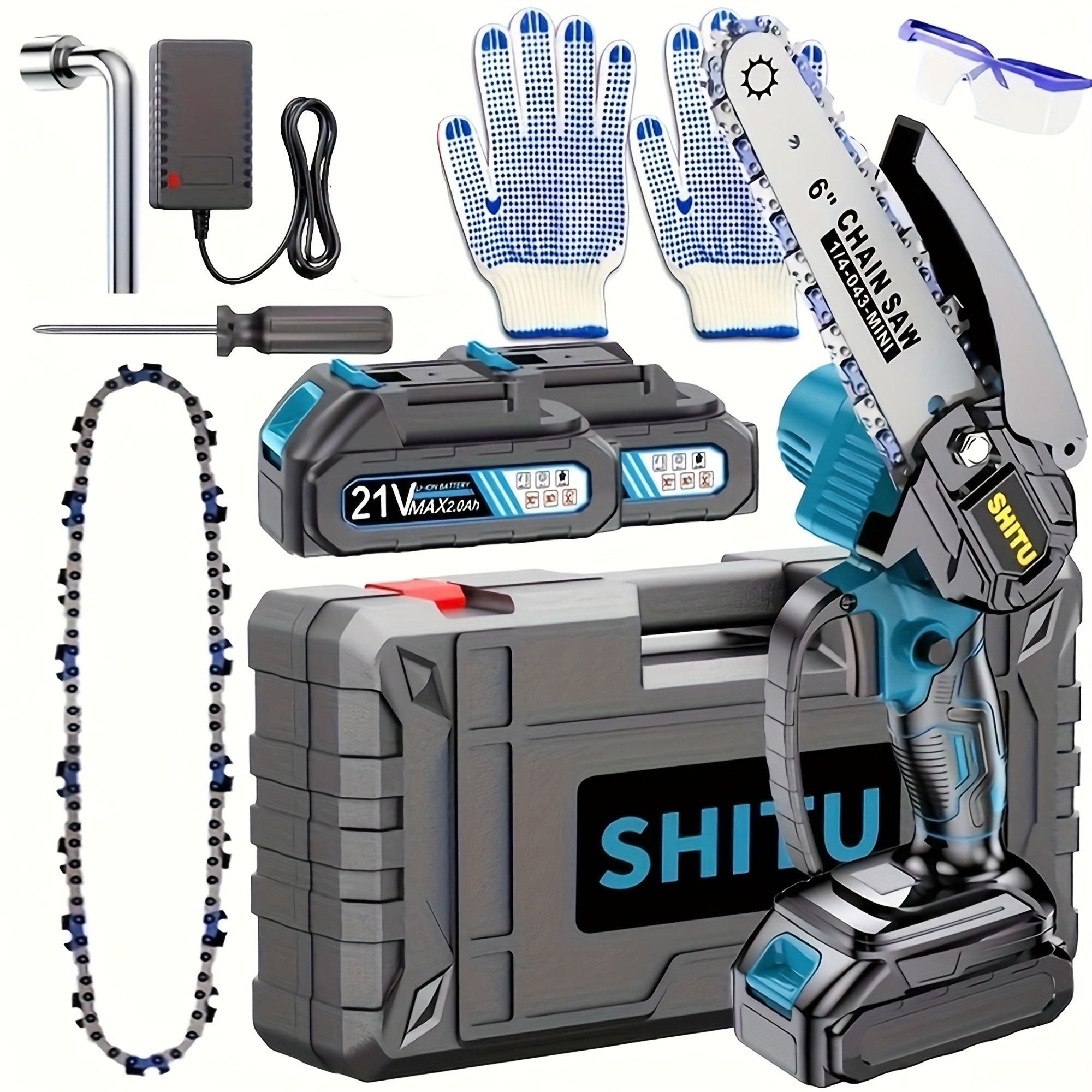 Mini Chainsaw Cordless, Lightweight & Portable Handheld Electric Tree Cutter With Splash Guard, Security Lock, Rechargeable Battery, And Safe Trimming For Quick Cutting Of Tree Branches...