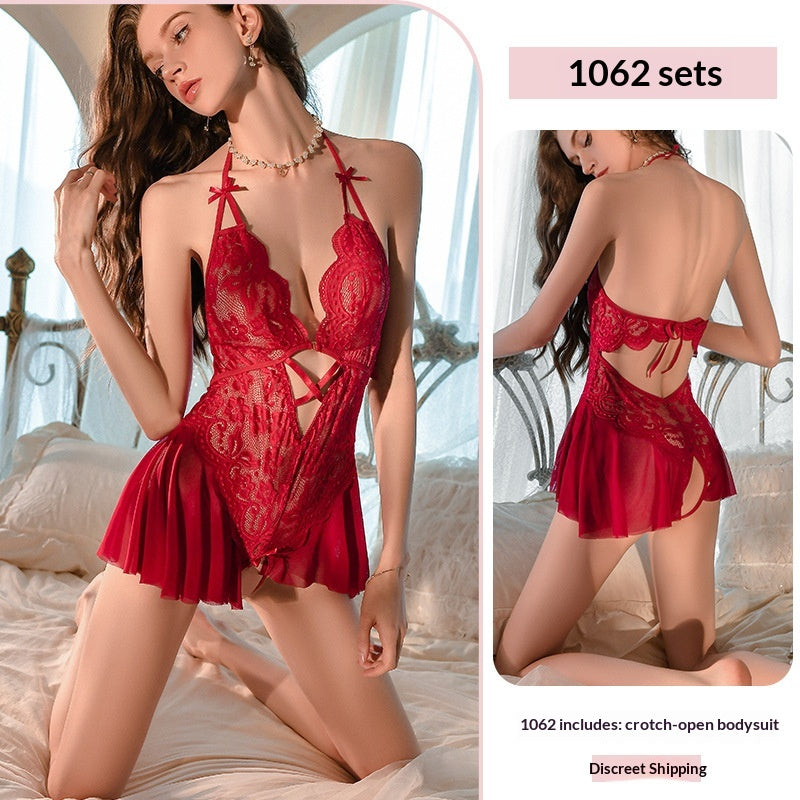 Seductive Lace Halter-Neck Bodysuit