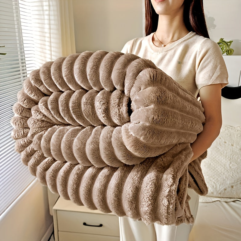 1pc Large Plush Faux Rabbit Fur Blanket - Ultra-Soft Pink Bedspread, All-Season Cozy Bed Cover, Hand Washable Luxury Bedspread in 4 Colors & Sizes for s,, Pets - Easy Care Fabric