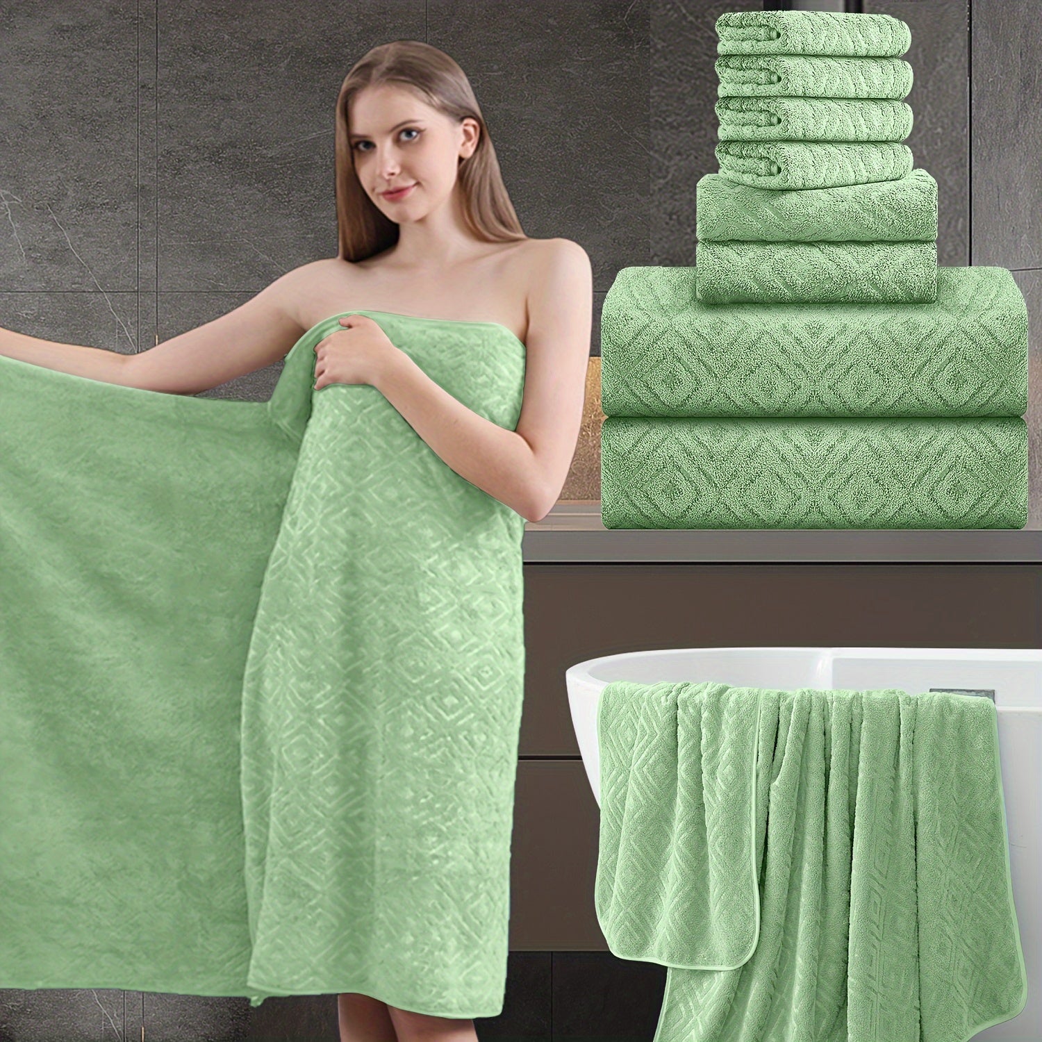 8pcs Extra Large Bath Towel, Ultra-Soft Thick Bath Towel Highly Absorbent Quick Dry Towel 700GSM Includes 2 Oversized Bath Towels & 2 Hand Towels & 4 Towels for Bathroom Hotels Gym, Wash Cloths