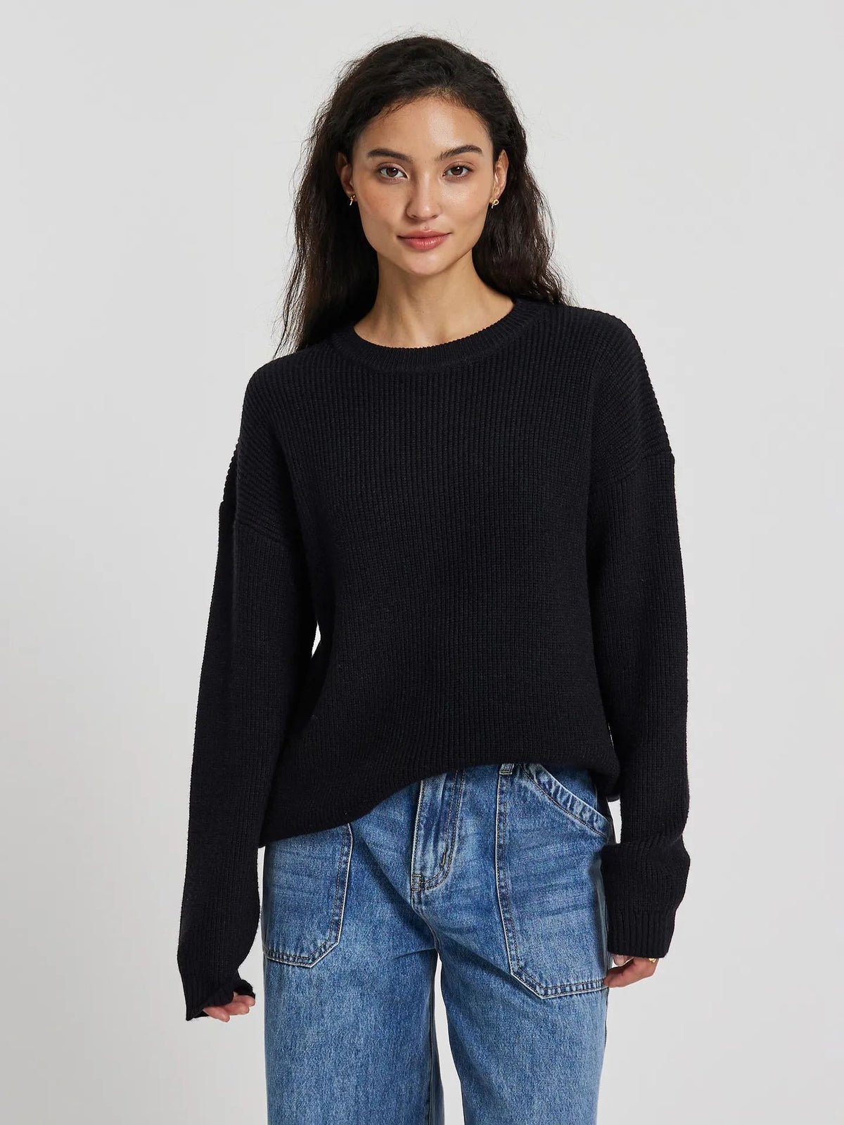 Round Neck Long Sleeve Pullover Loose and Lazy Style Sweater