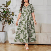 Printed V-neck Dress for Women Summer Style