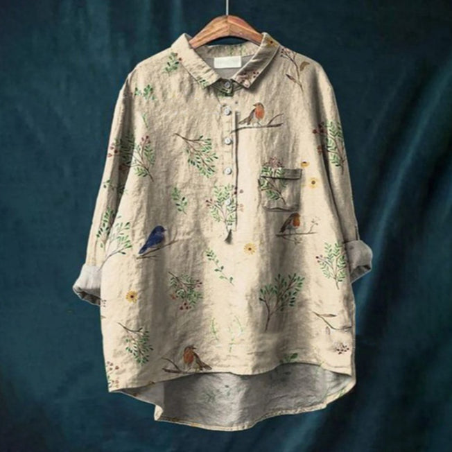Women's 3D-patterned Long-sleeve Button-up Top