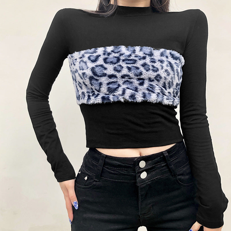 Women's Leopard Print Slim Long Sleeve Top