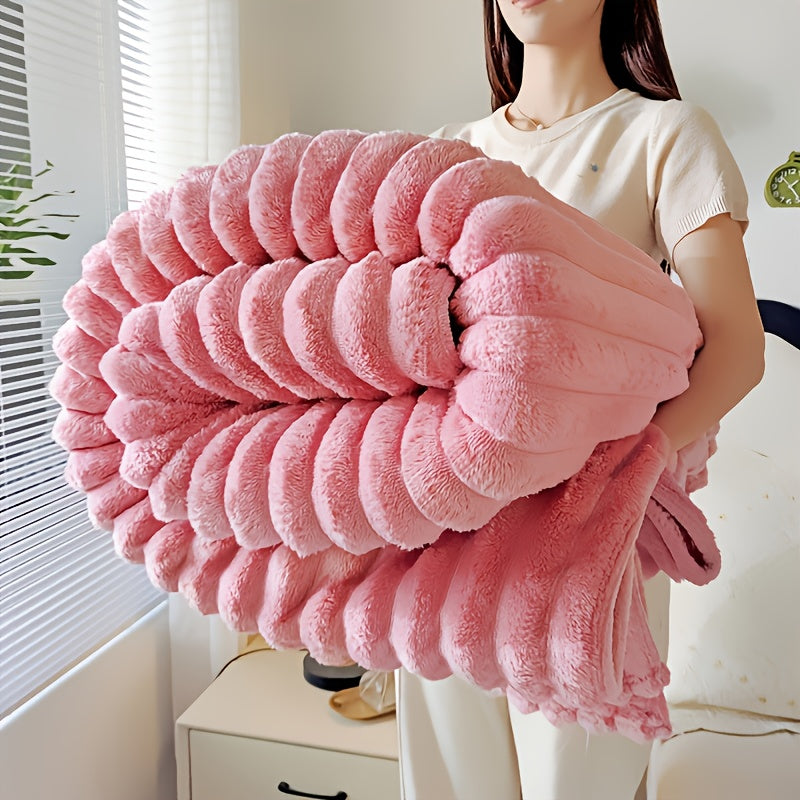 1pc Large Plush Faux Rabbit Fur Blanket - Ultra-Soft Pink Bedspread, All-Season Cozy Bed Cover, Hand Washable Luxury Bedspread in 4 Colors & Sizes (Queen/King/Double/Full) for s,, Pets - Easy Care ...