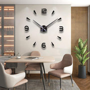 DIY 3D Wall Clock Large Framel Watch Mirror Surface Wall Art Clock for Living Room Bedroom Office Hotel Wall Decoration WCL003Black