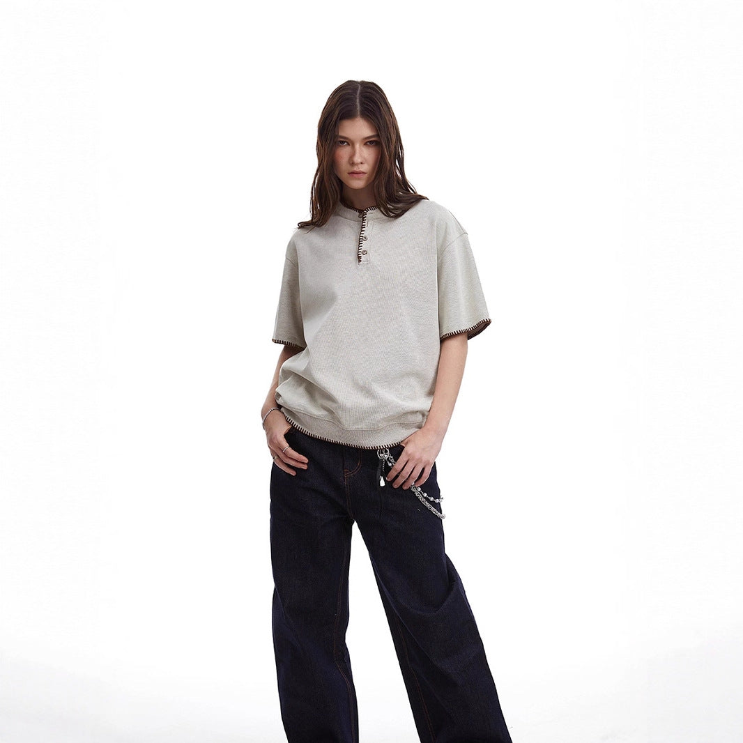 Retro Summer Zipper Short Sleeve – Light, Breezy V-Neck Tee