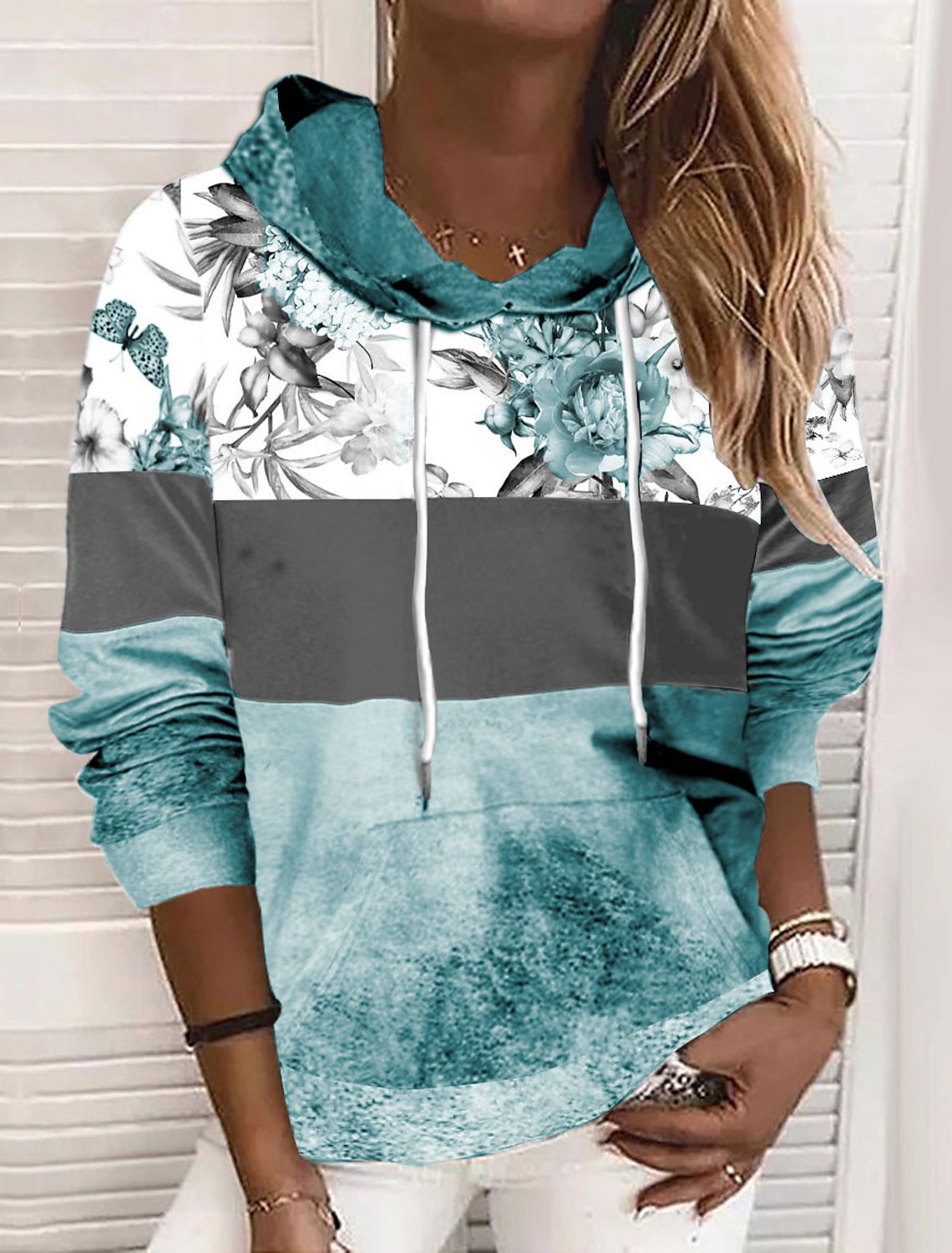 Cozy Drawstring Loose Long-Sleeve Pullover Sweatshirt
