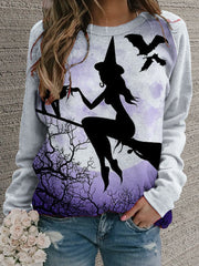 Women's Retro Floral Round Neck Casual Sweater