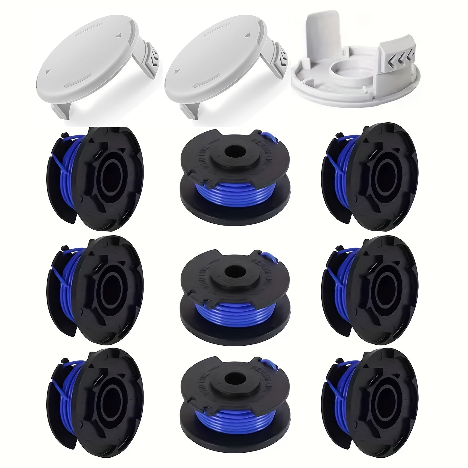 Compatible with Ryobi and Hart Electric Trimmers, Replacement Spool with 0.065" Automatic Feed Line, Fits 18V 24V 40V Outdoor Power Equipment Accessories with Cap, Multi-size Set