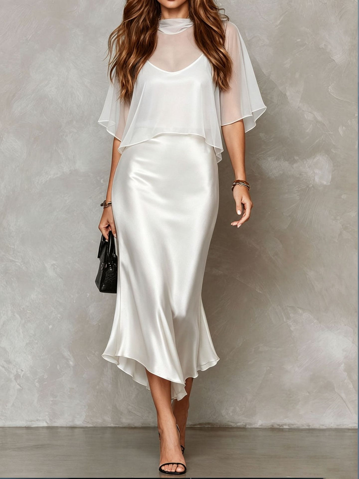 Womens Casual Sheer Chiffon Slip Dress Elegant