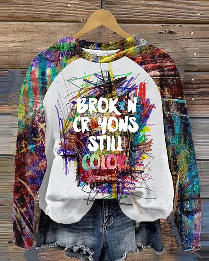 Women's Minimalist Casual Printed Long Sleeve Hoodie