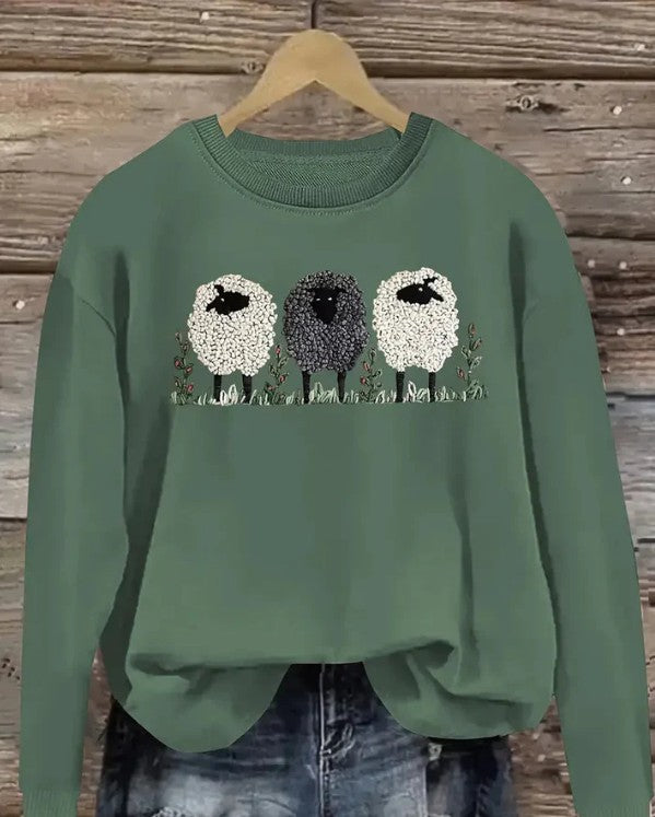 Chic Round Neck Printed Cashmere Pullover Sweater