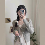 Bow-knot Knitted Cardigan Womens Sweater Coat