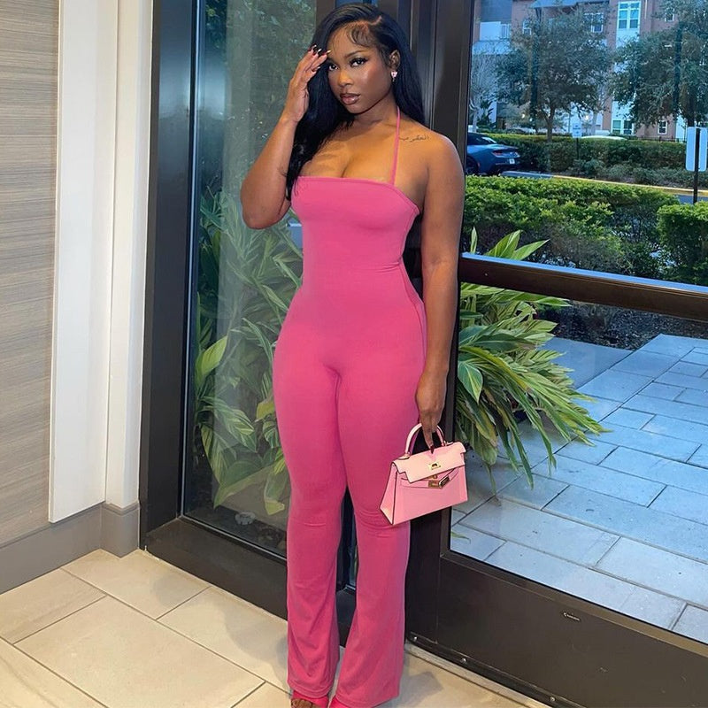 Women's Sexy Backless Halter Jumpsuit
