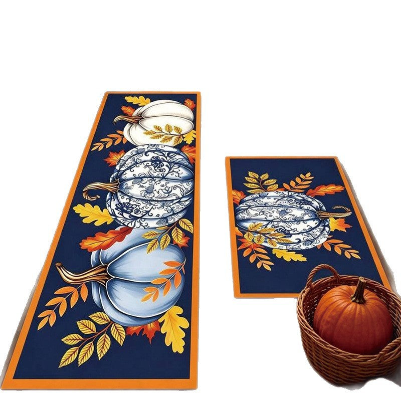 Autumn Pumpkin Kitchen Floor Matstain-resistant, Oil-proof and Easy to Clean