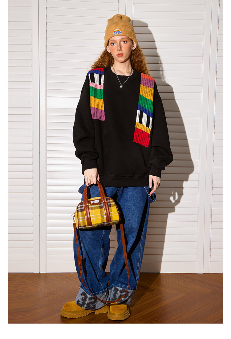 Rainbow Wool Patchwork Oversized Sweater