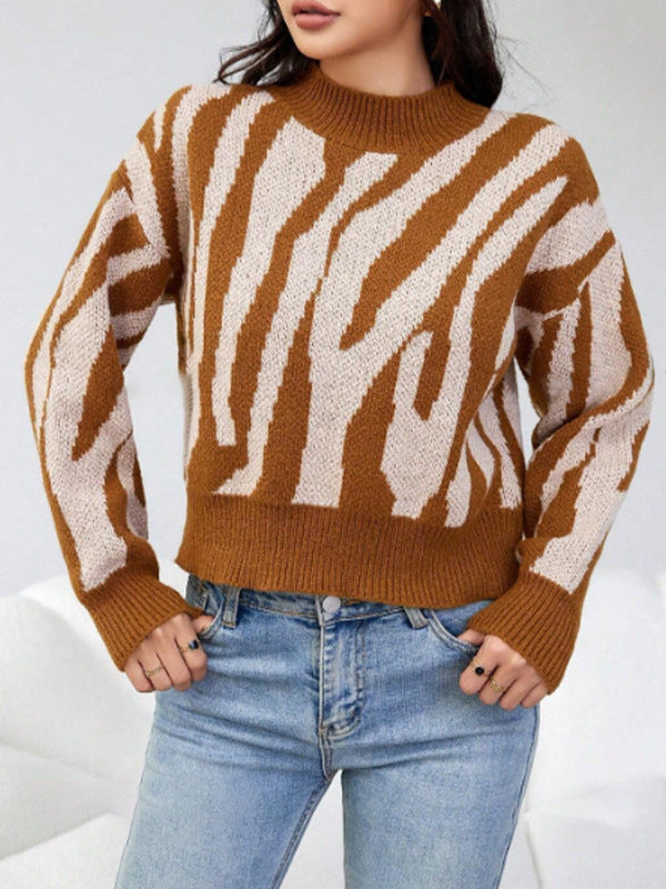 Jacquard Casual Sweater Loose Top for Women