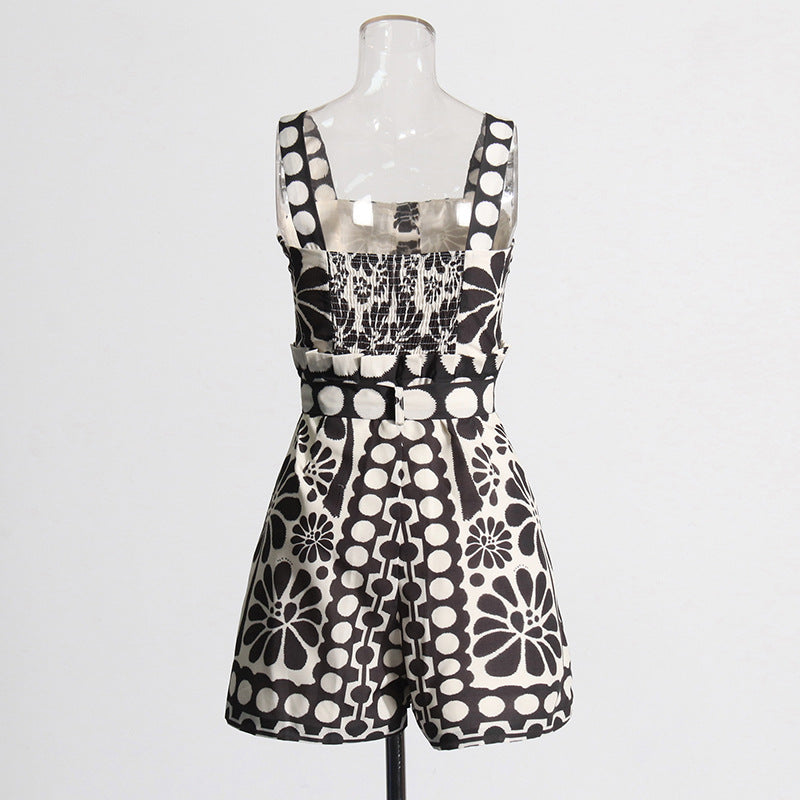 Women's Button Knotted Short Wide-leg Jumpsuit