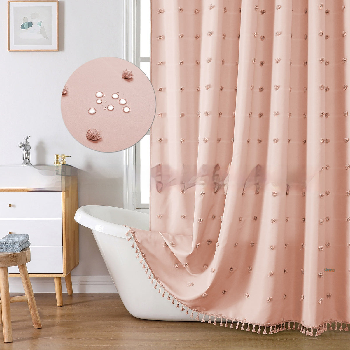 Polyester Simple Hydrangea Cut Shower Curtain