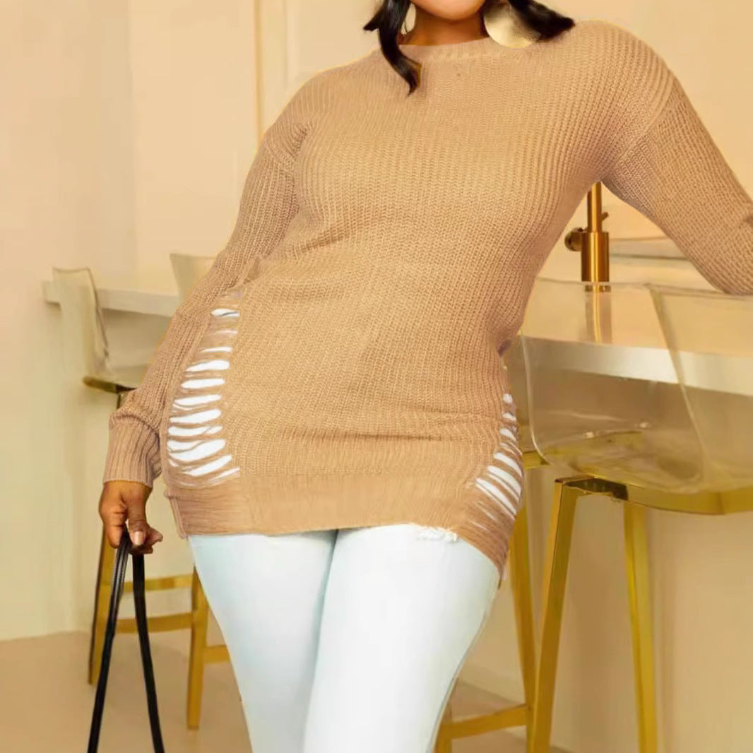 Fashion Sexy Cutout Slim Fit Long Pullover Sweater