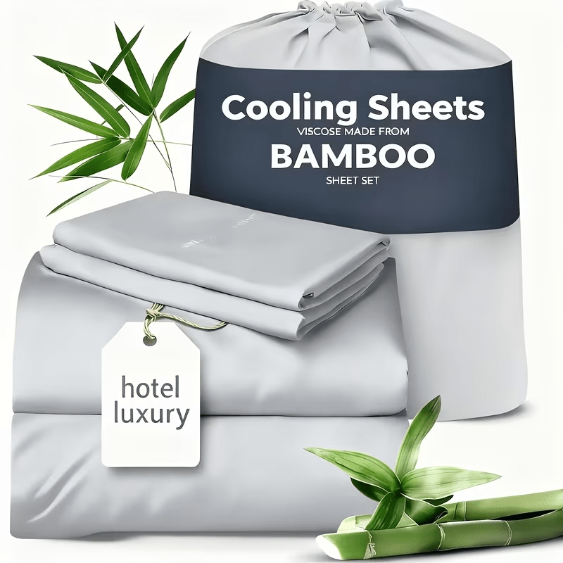 Cooling Bamboo Fiber Sheet Set – 4 Piece, 16‑Inch Extra‑Deep Pocket, Twin/Full/Queen/King Sizes