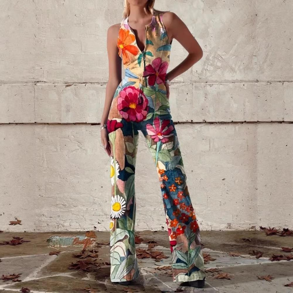 Chic Printed Off-Shoulder Sleeveless Jumpsuit