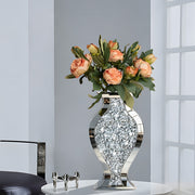 Crushed diamond mirror vase for luxury home decoration