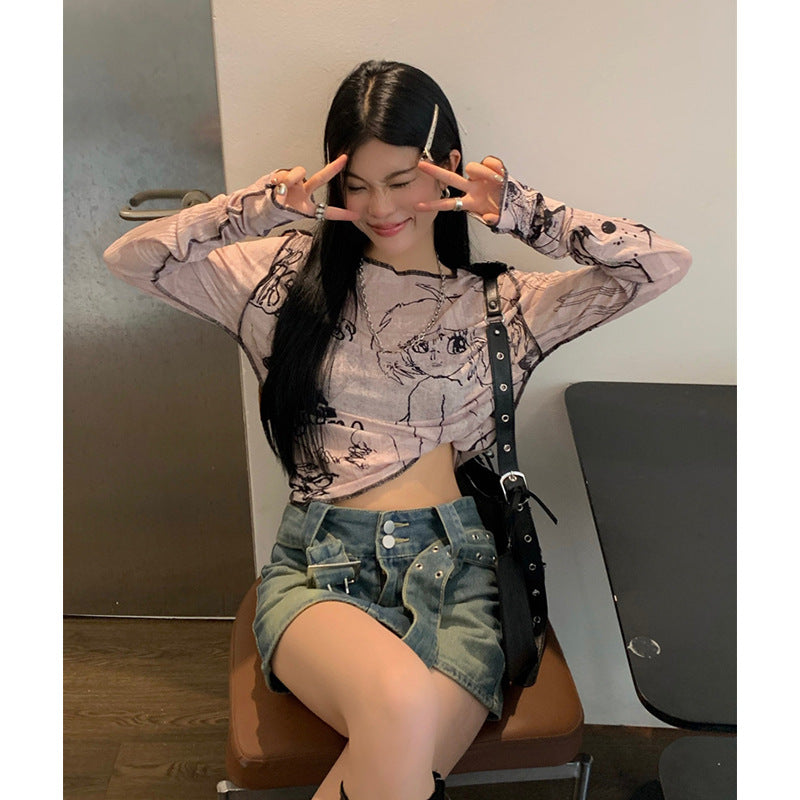 Chic Printed Long Sleeve Top for Women