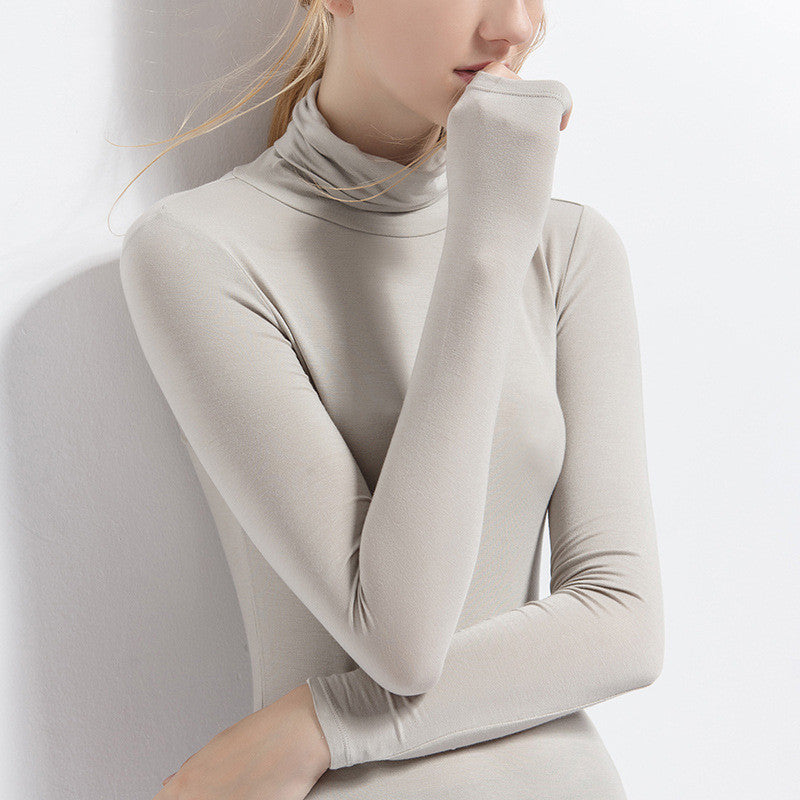 Women's Modal High Collar Long Sleeve T-Shirt