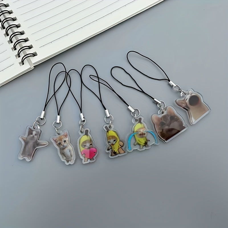 2D Flat Banana Cat Phone Charm – Happy & Crying Design