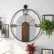 23.6-inch Modern Walnut Wall Clock, Wooden Metal Frame Silent Non-Ticking Decorative Clock Suitable for Living Room, Bedroom, Kitchen, Study, Handmade Home Decoration Gift Idea
