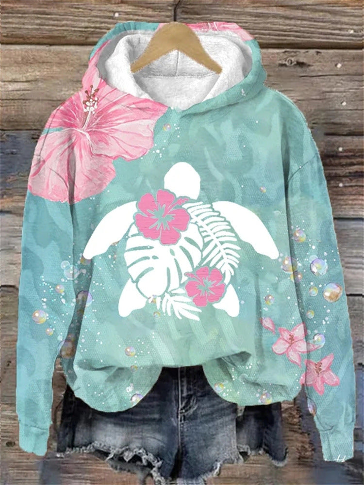 Floral Print Long Sleeve Pullover Autumn Sweatshirt