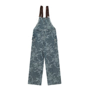 Men's Flower Jacquard Denim Suspender Overalls