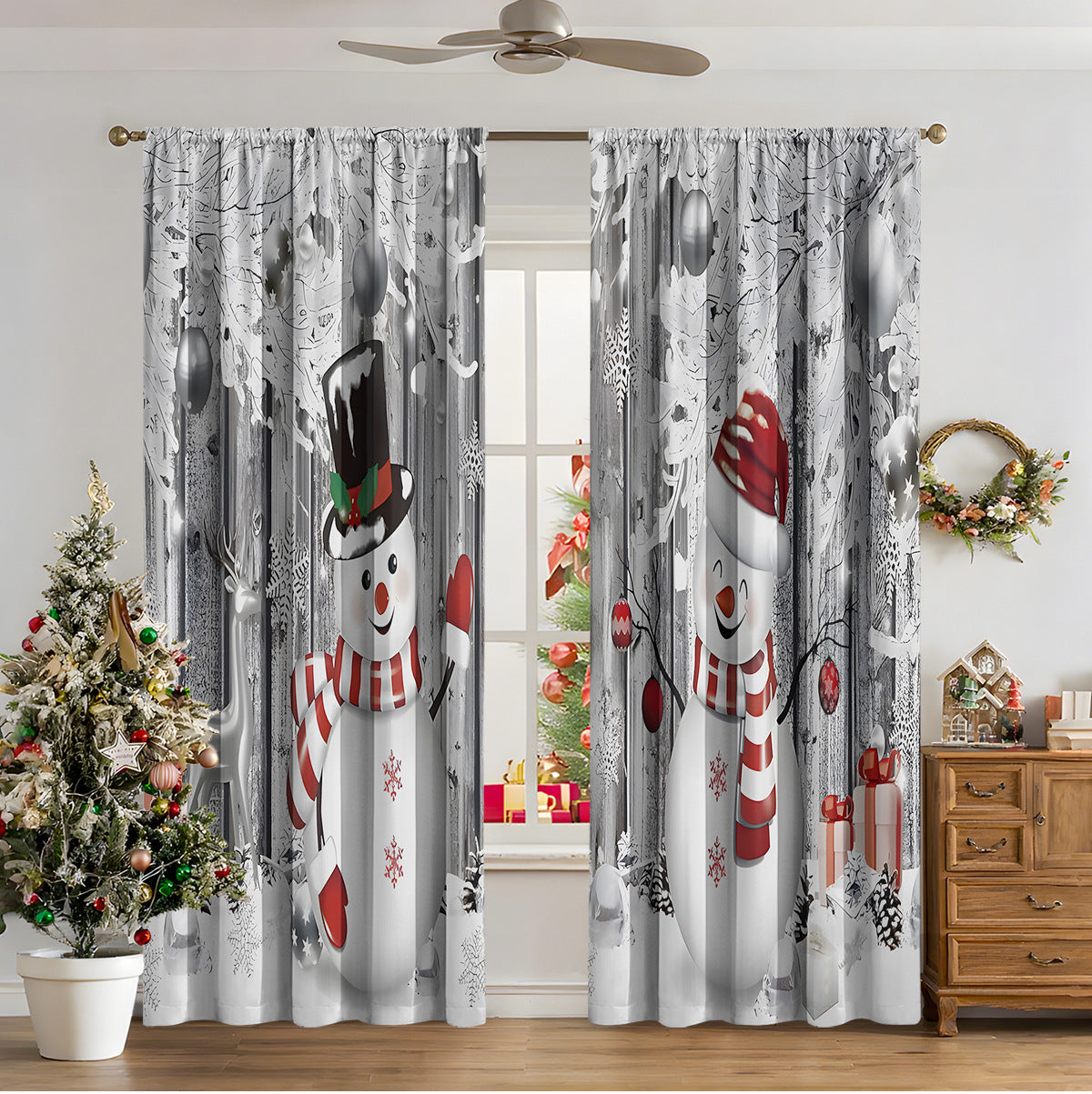 3d Digital Printed Christmas Curtains