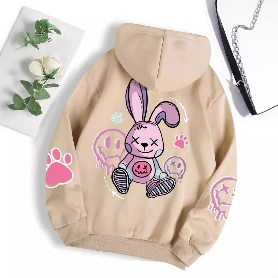 Casual Drop-Shoulder Printed Hoodie for Women