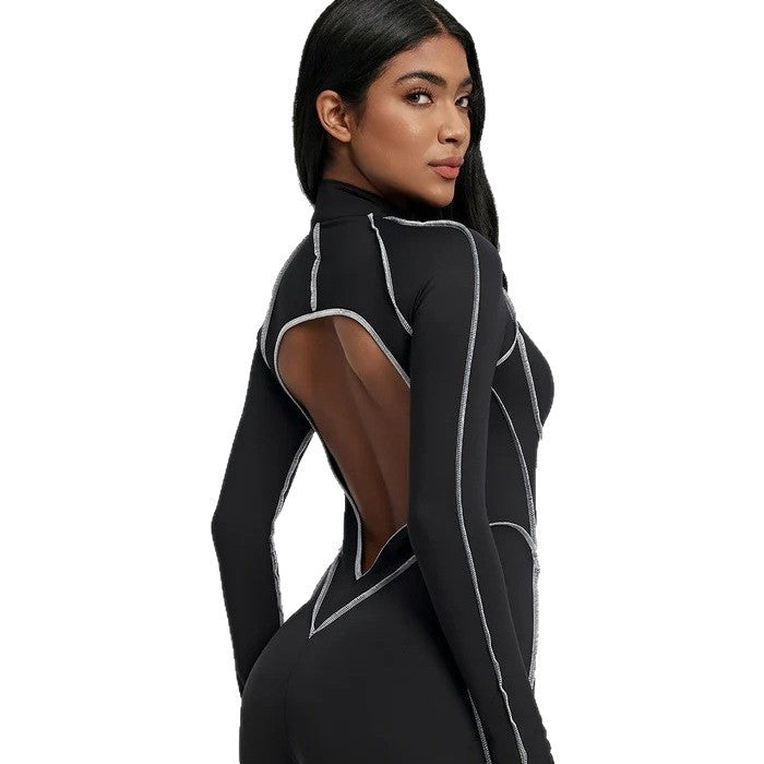 Seamless One-Piece Fitness Yoga Jumpsuit with Built-In Padding