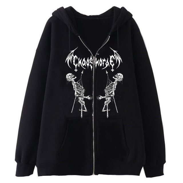 Dark Skull Skeleton Zip-Up Hoodie & Sweatshirt