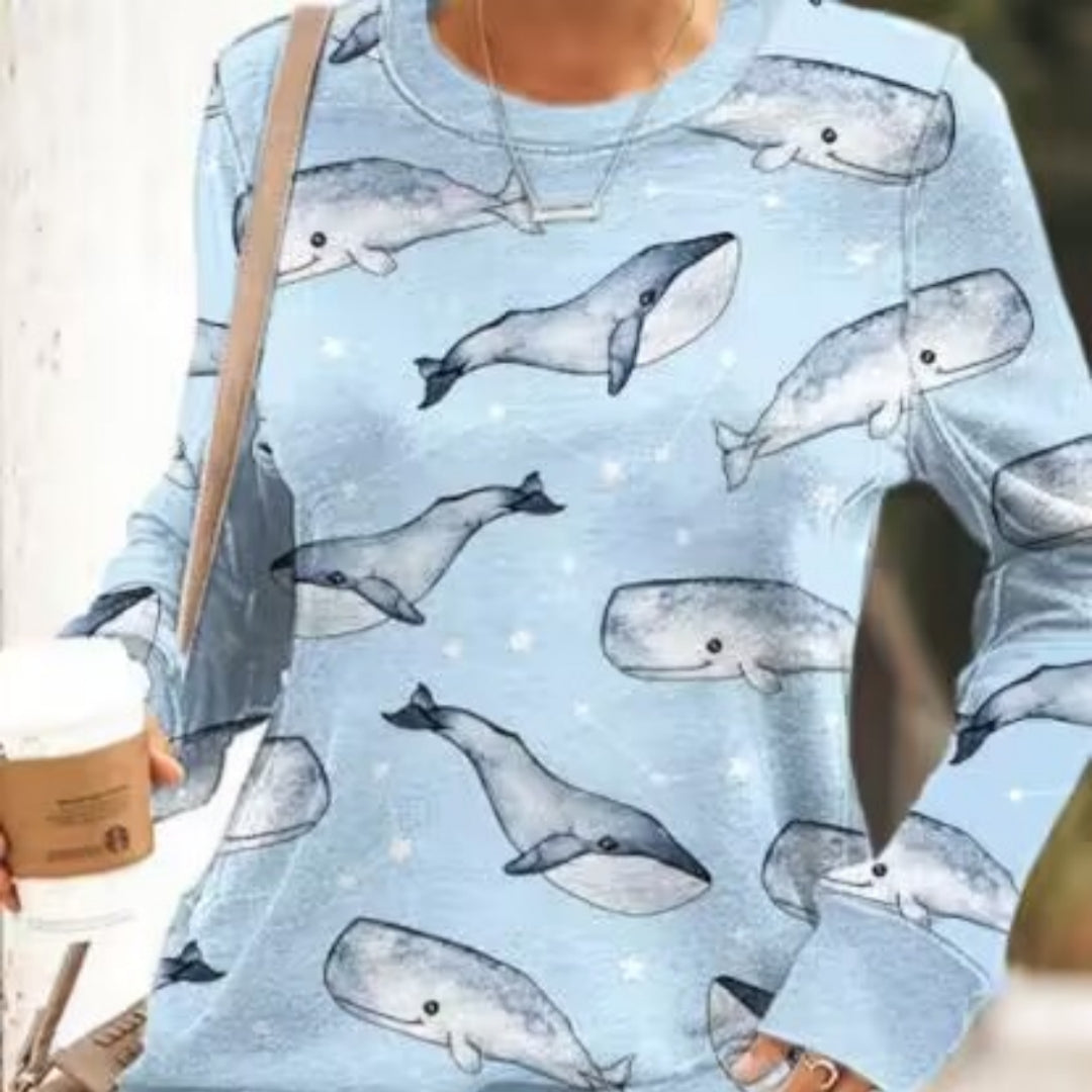 Cozy Printed Crew Neck Sweatshirt for Men & Women