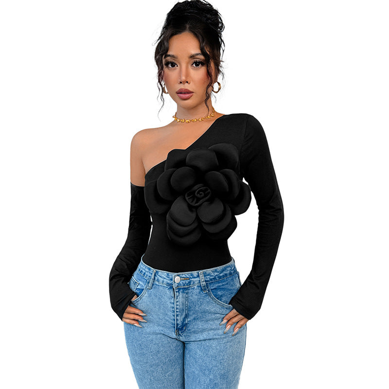 Off-Shoulder 3D Accent Jumpsuit