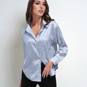 Women's Faux Silk Shirt Top Long Sleeve