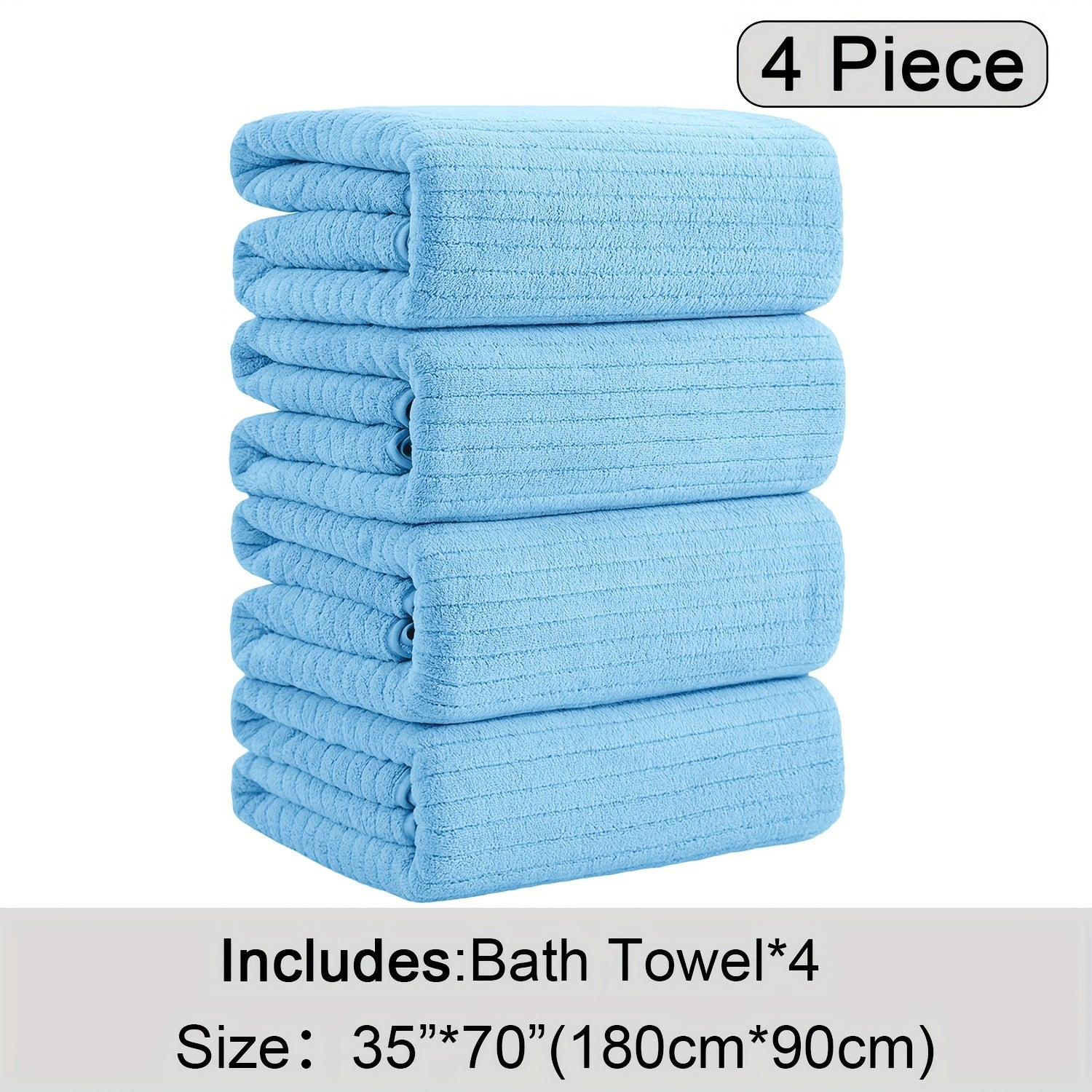 4-Piece Extra Large Microfiber Bath Towel Set, 35" x 70"