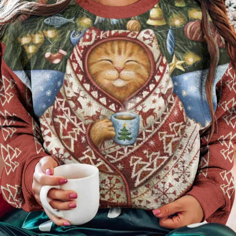Plus Size Striped Loose Casual Round Neck Sweater
