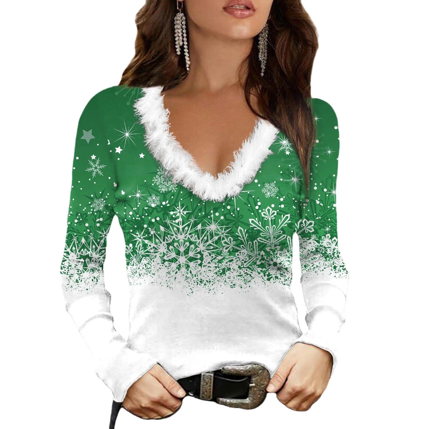 Women's Festive Christmas Long Sleeve Geometric Sweatshirt